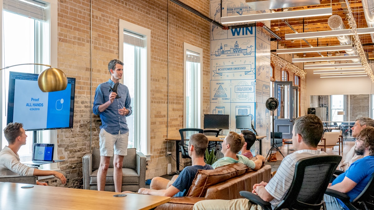 Executive presenting to a leadership team